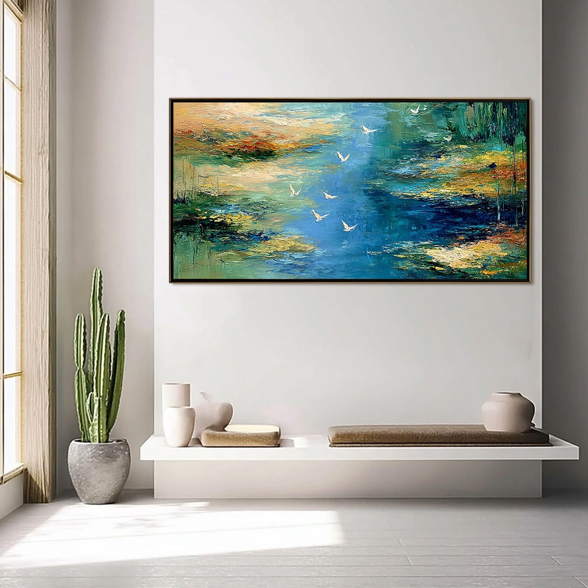 AZURE JOURNEY: Textured Abstract River Landscape Painting - Image 4