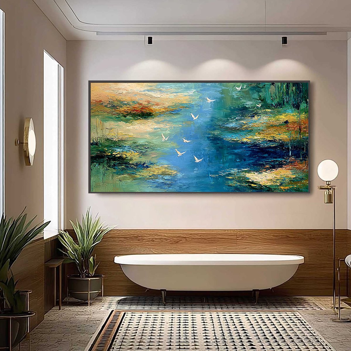 AZURE JOURNEY: Textured Abstract River Landscape Painting - Image 6