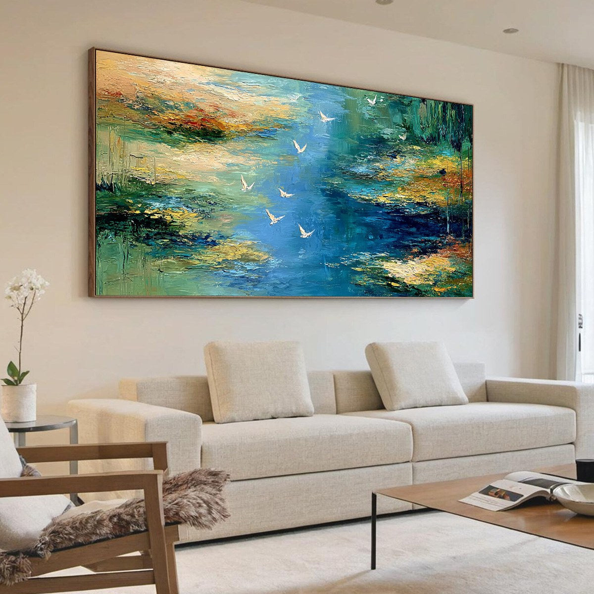 AZURE JOURNEY: Textured Abstract River Landscape Painting - Image 7