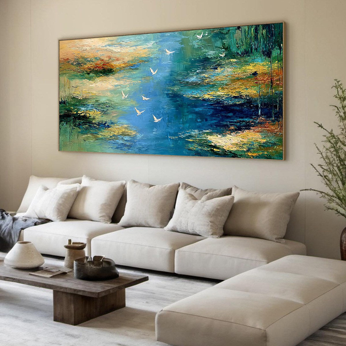 AZURE JOURNEY: Textured Abstract River Landscape Painting - Image 8
