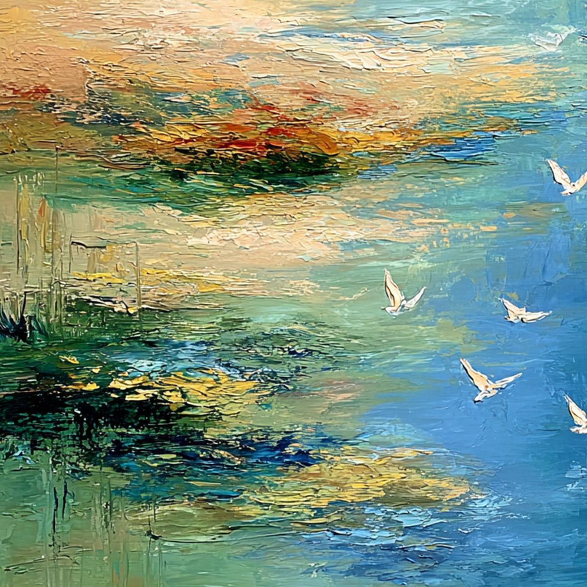 AZURE JOURNEY: Textured Abstract River Landscape Painting - Image 3