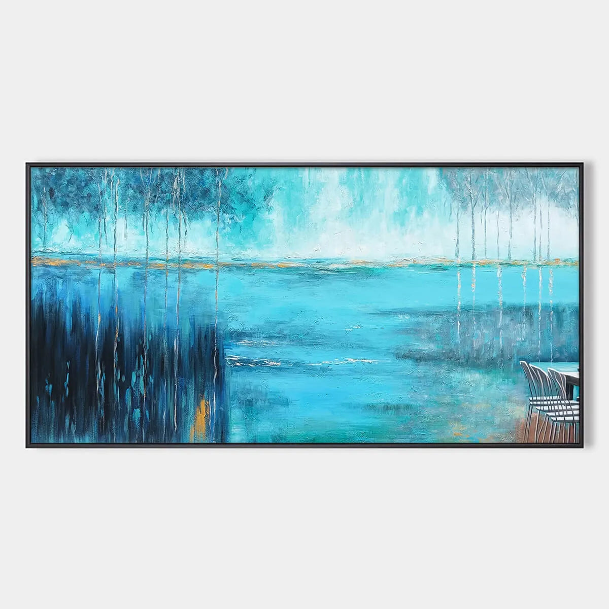 AZURE REFLECTIONS: Abstract Landscape Oil Painting on Canvas