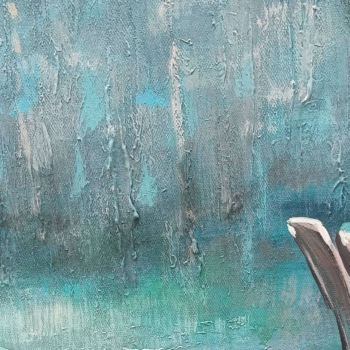 AZURE REFLECTIONS: Abstract Landscape Oil Painting on Canvas - Image 5