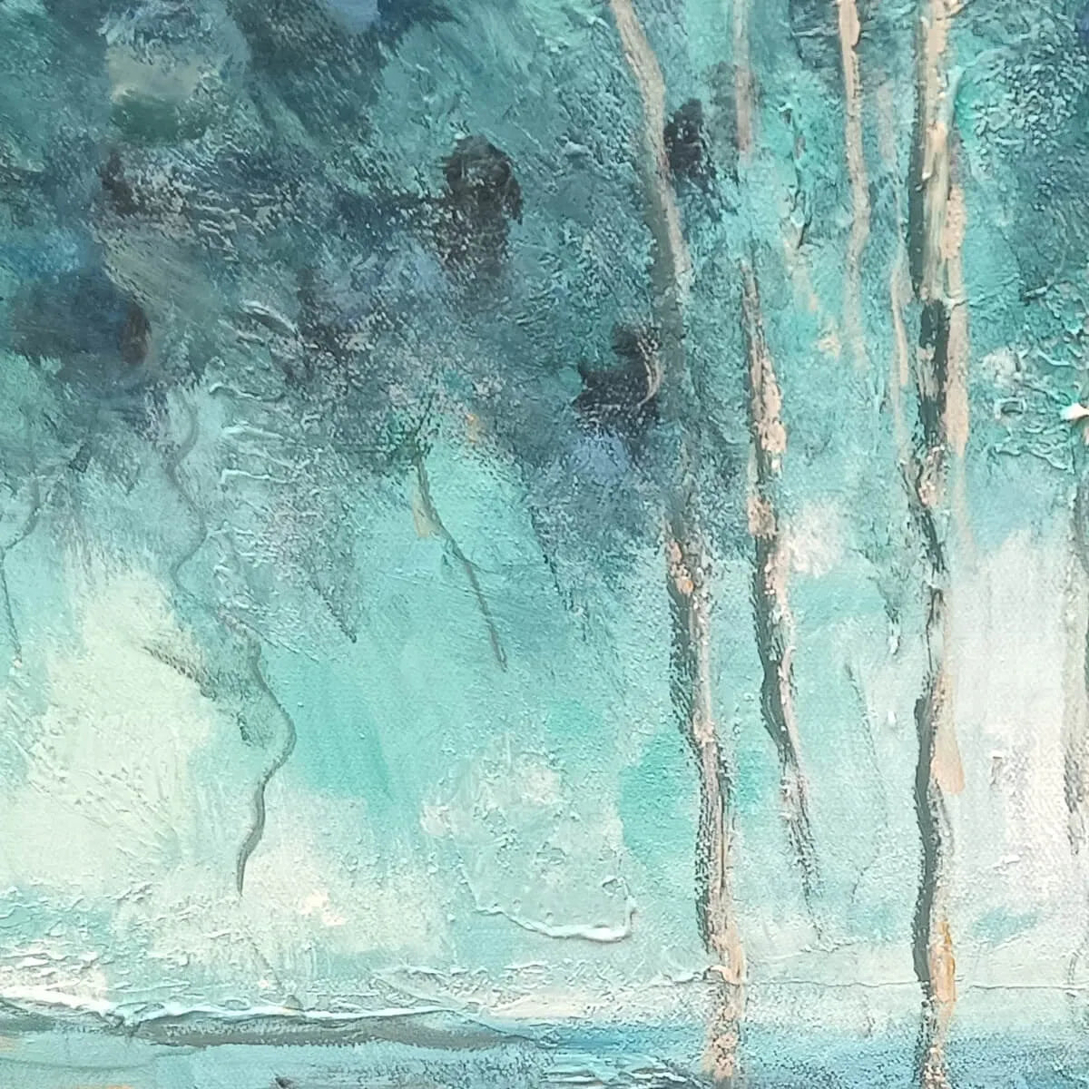 AZURE REFLECTIONS: Abstract Landscape Oil Painting on Canvas - Image 3