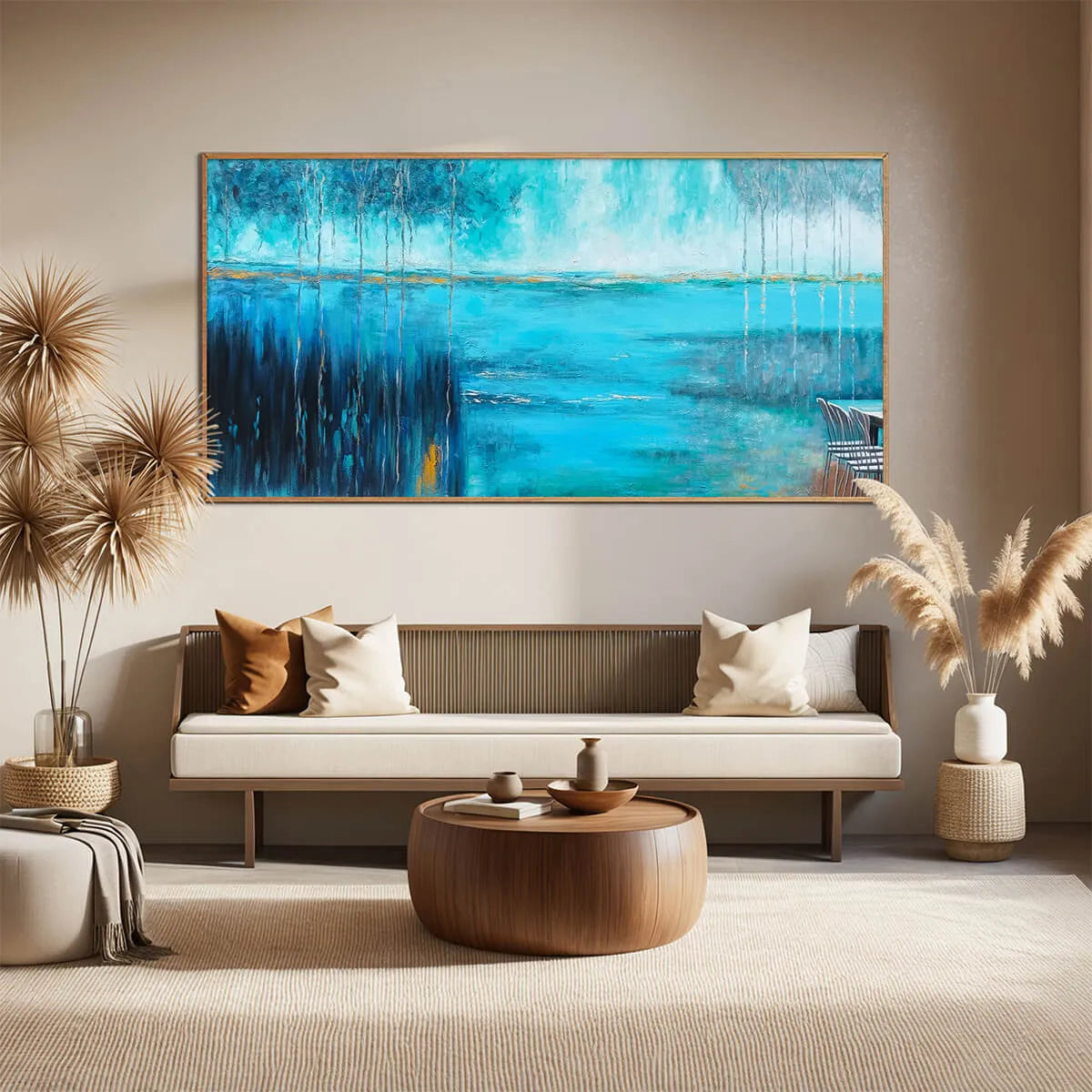 AZURE REFLECTIONS: Abstract Landscape Oil Painting on Canvas - Image 2