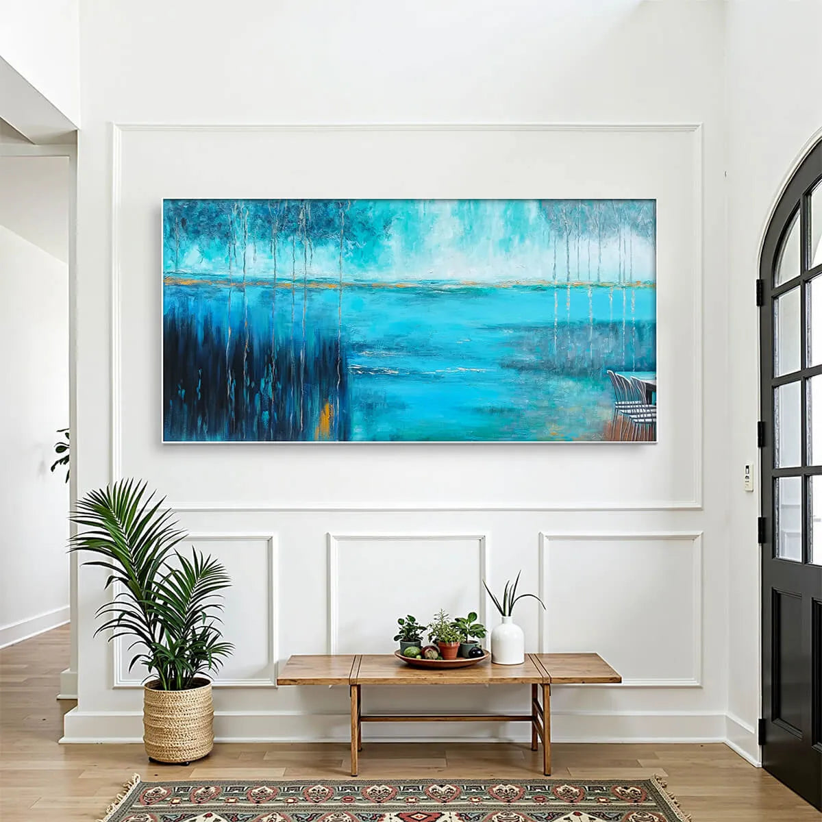 AZURE REFLECTIONS: Abstract Landscape Oil Painting on Canvas - Image 6
