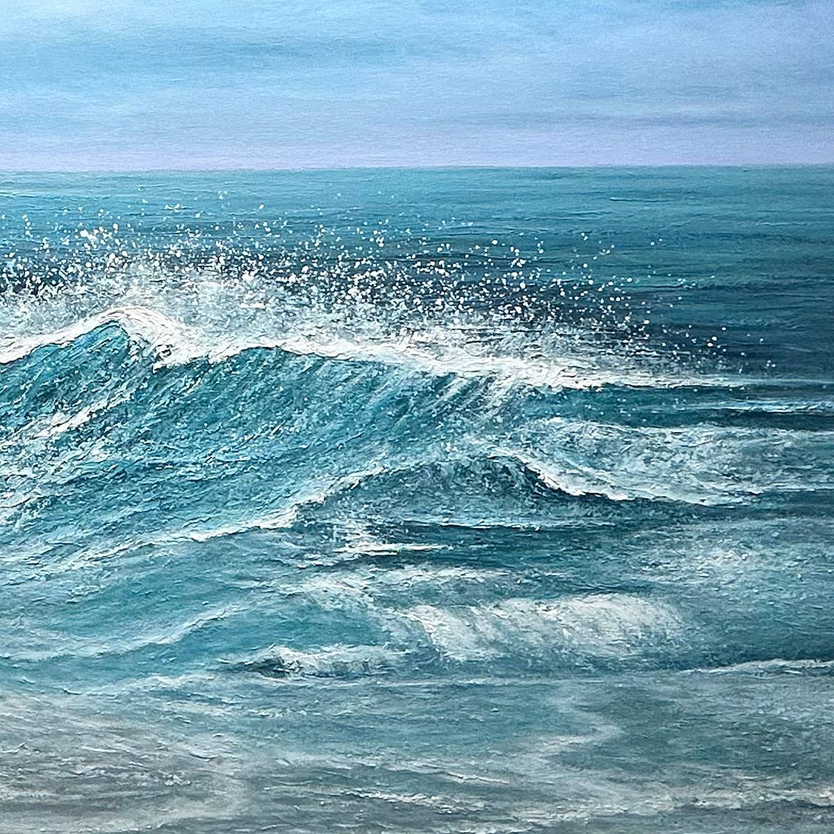 AZURE CRESTS: Dynamic Seascape Painting, Panoramic Wall Art - Image 3