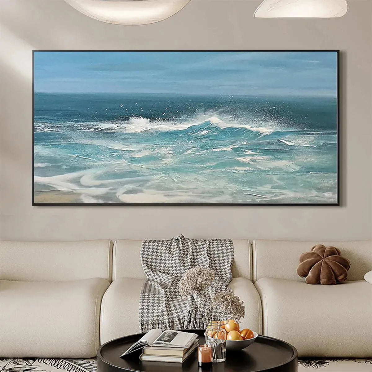 AZURE CRESTS: Dynamic Seascape Painting, Panoramic Wall Art - Image 4