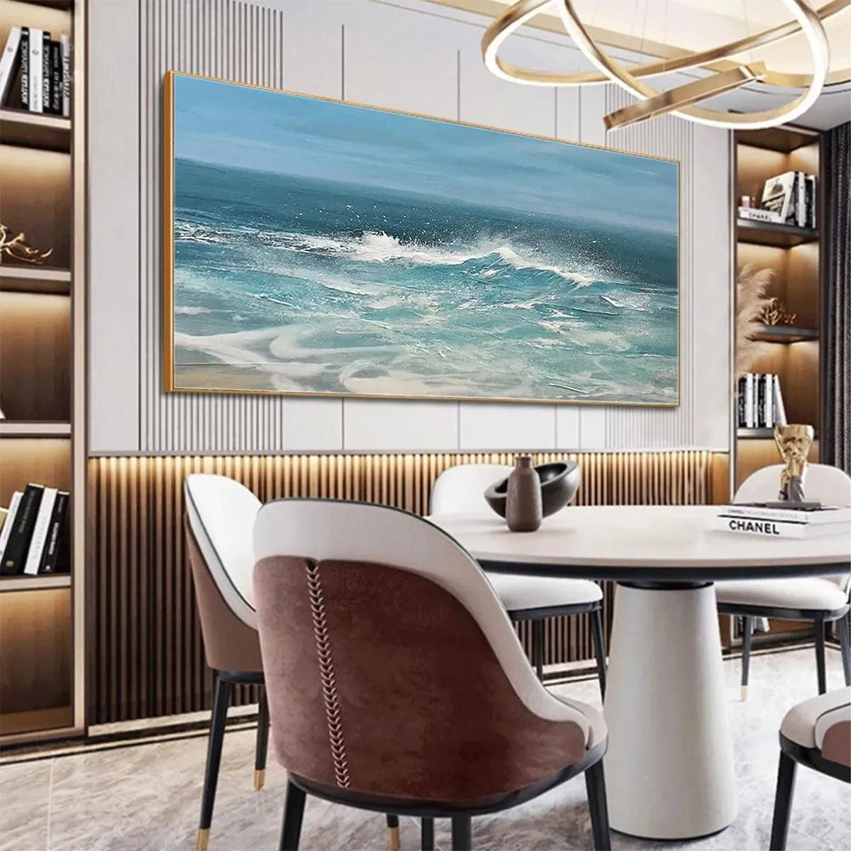 AZURE CRESTS: Dynamic Seascape Painting, Panoramic Wall Art - Image 5