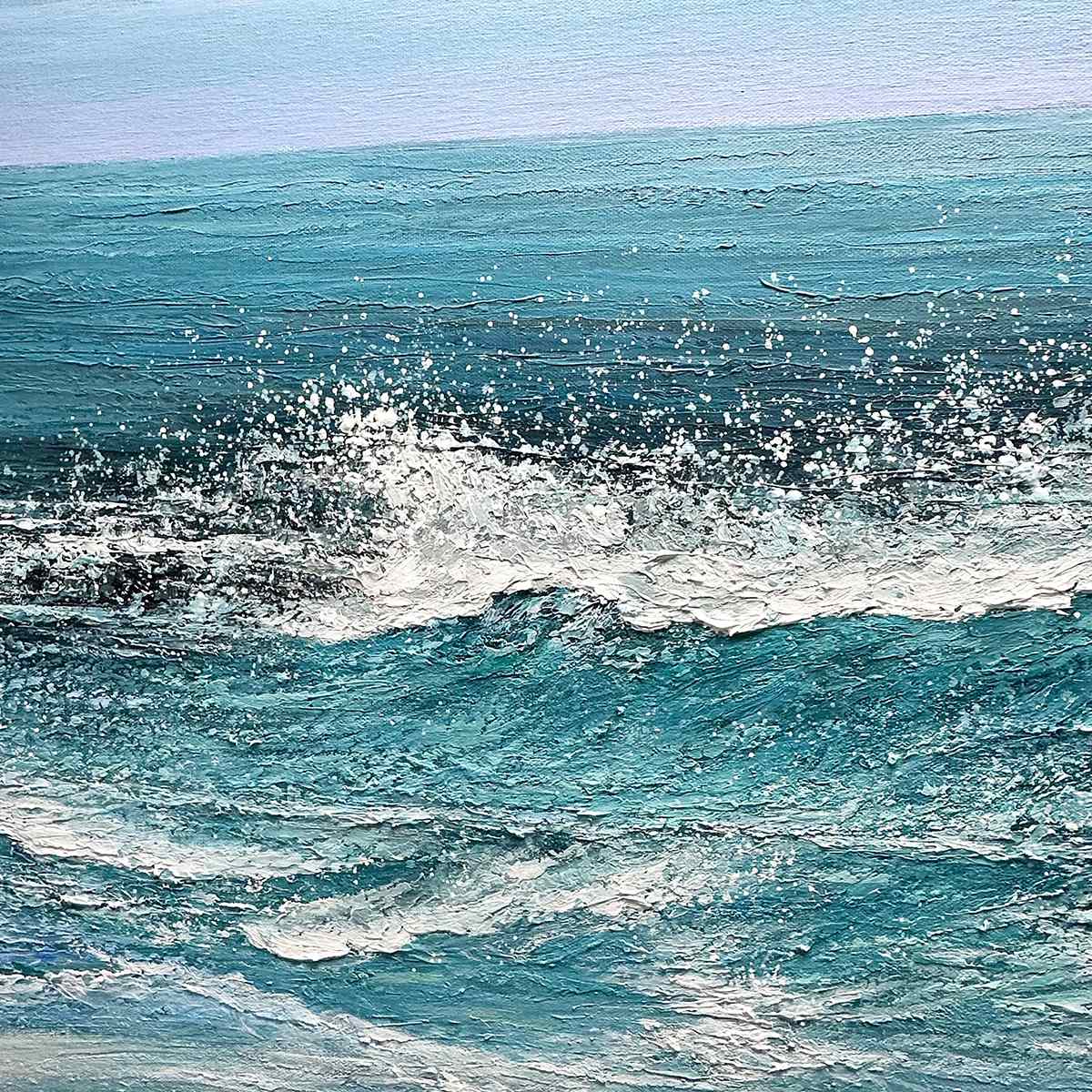 AZURE CRESTS: Dynamic Seascape Painting, Panoramic Wall Art - Image 6