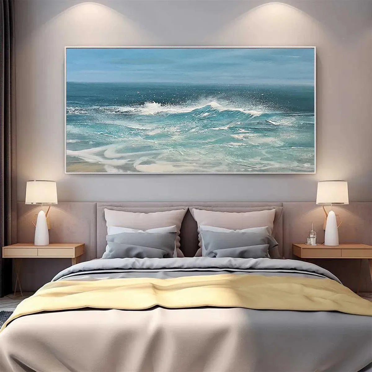 AZURE CRESTS: Dynamic Seascape Painting, Panoramic Wall Art - Image 8