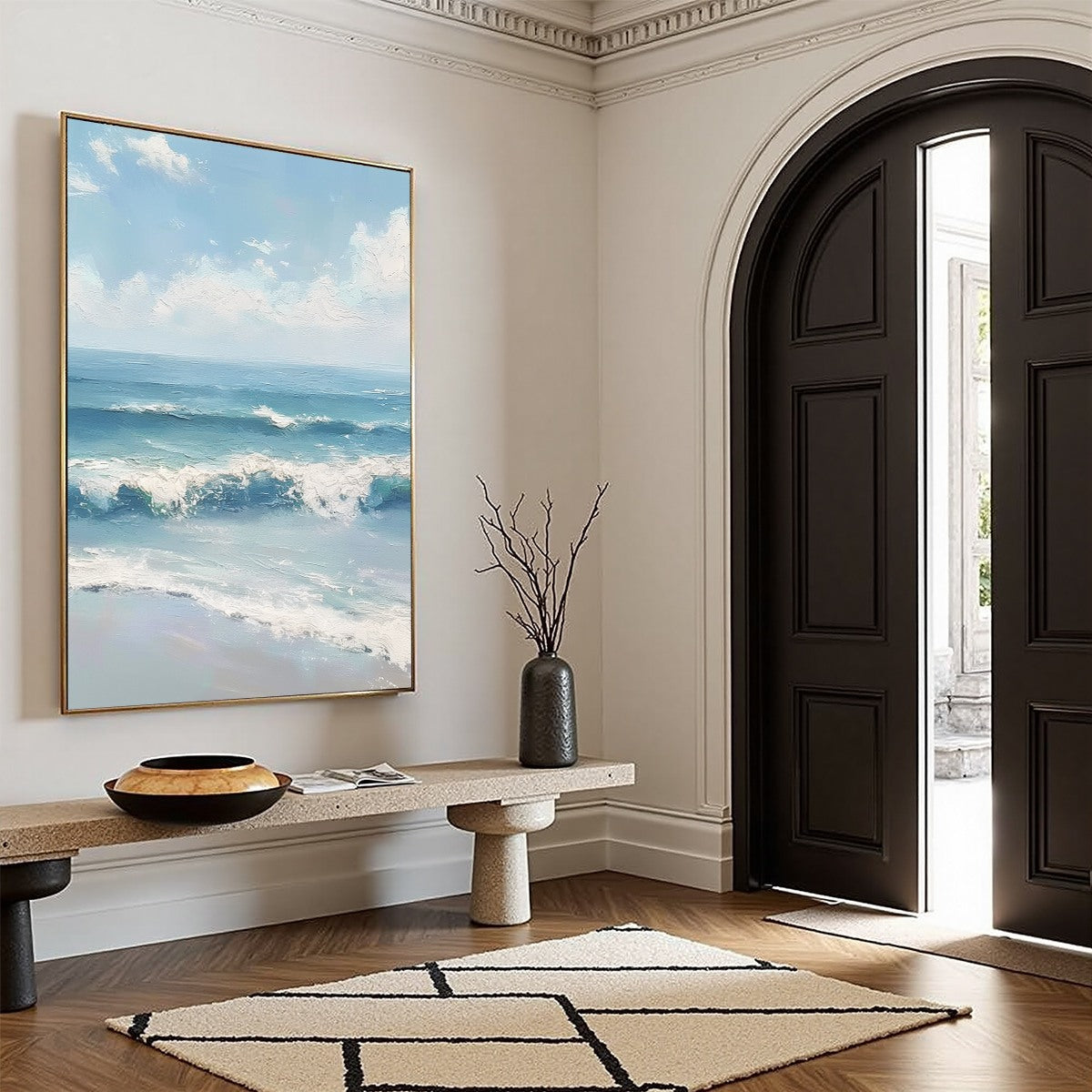 AZURE CREST: Textured Impasto Seascape Oil Painting - Image 6