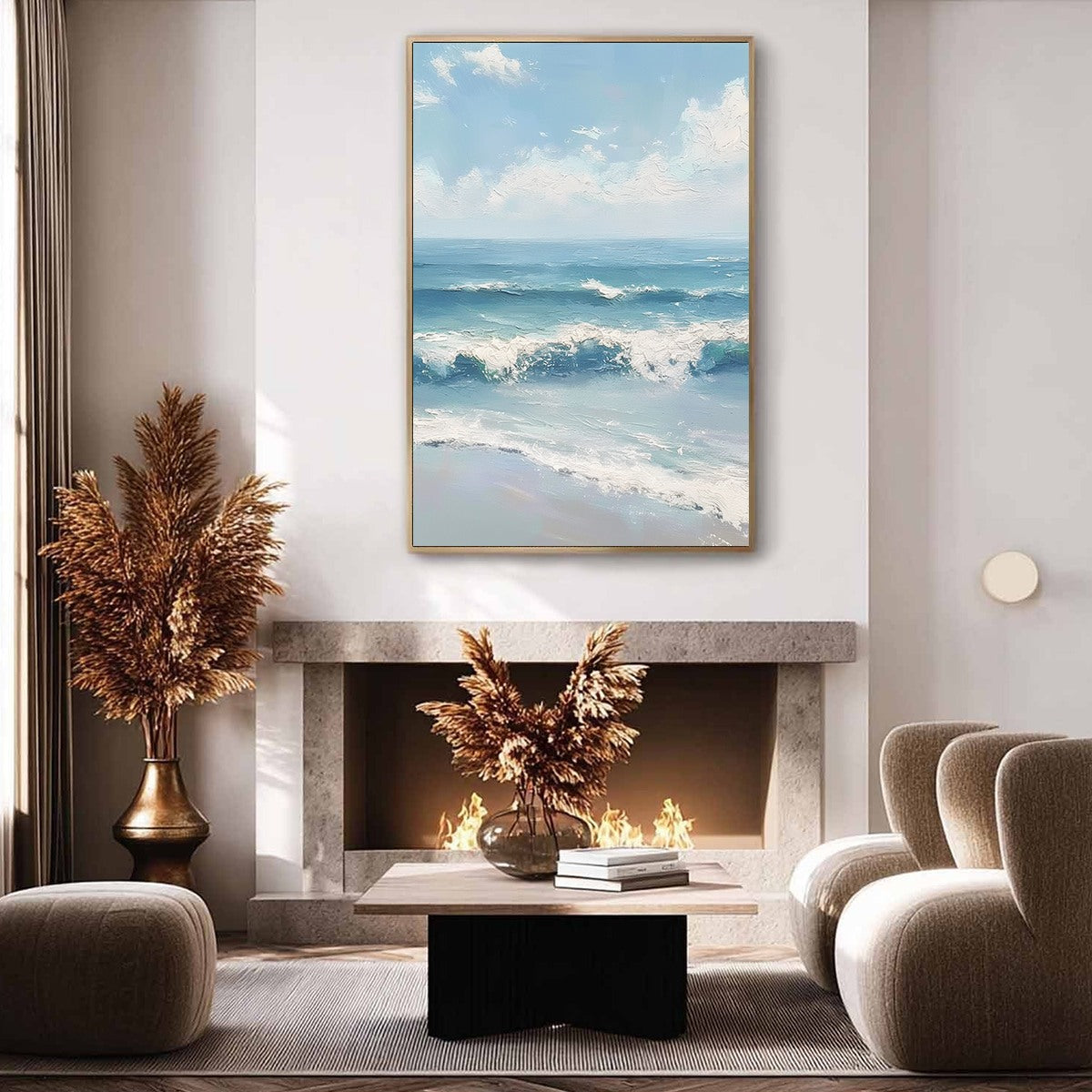 AZURE CREST: Textured Impasto Seascape Oil Painting - Image 4