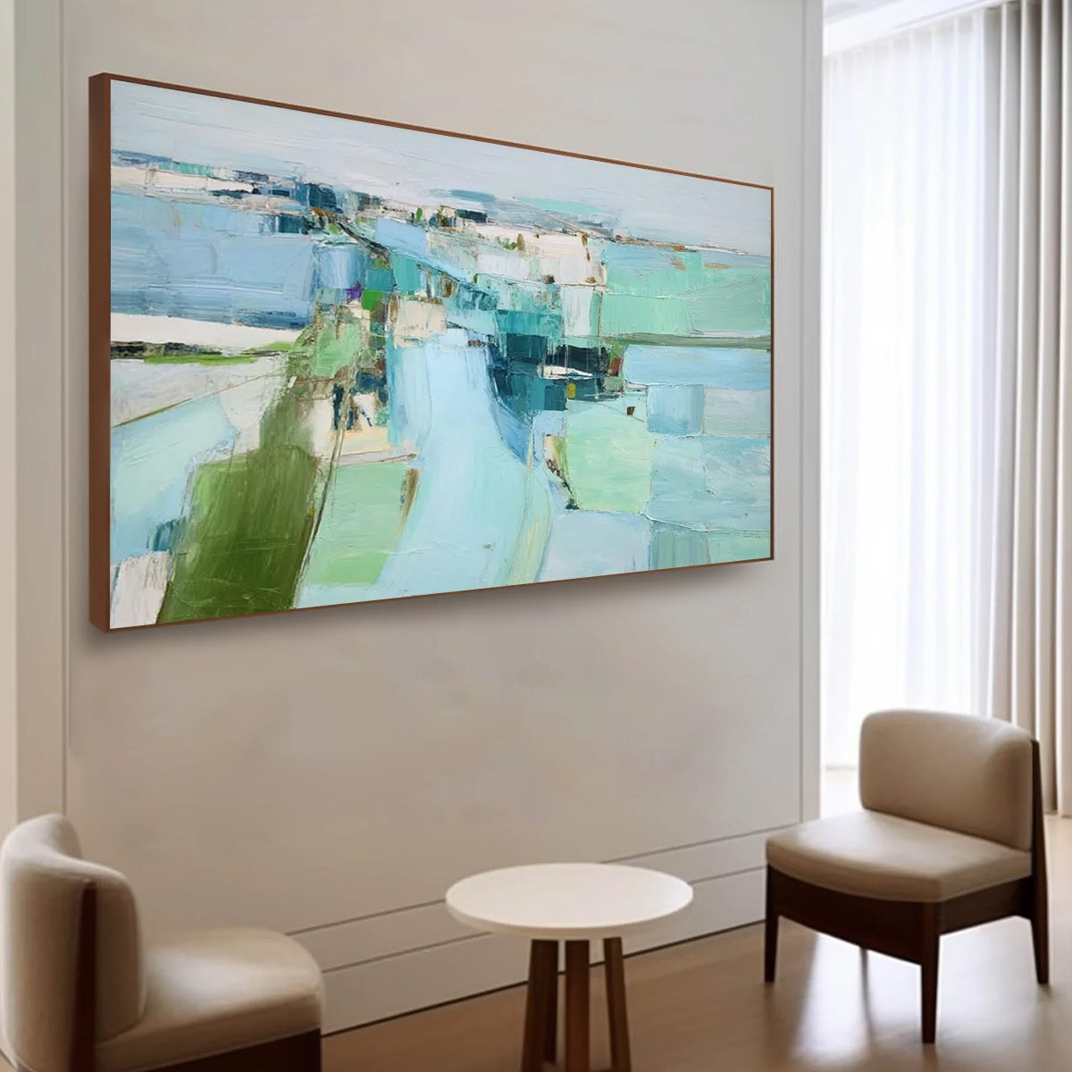 AZURE DREAM: Textured Abstract Landscape Oil Painting - Image 7
