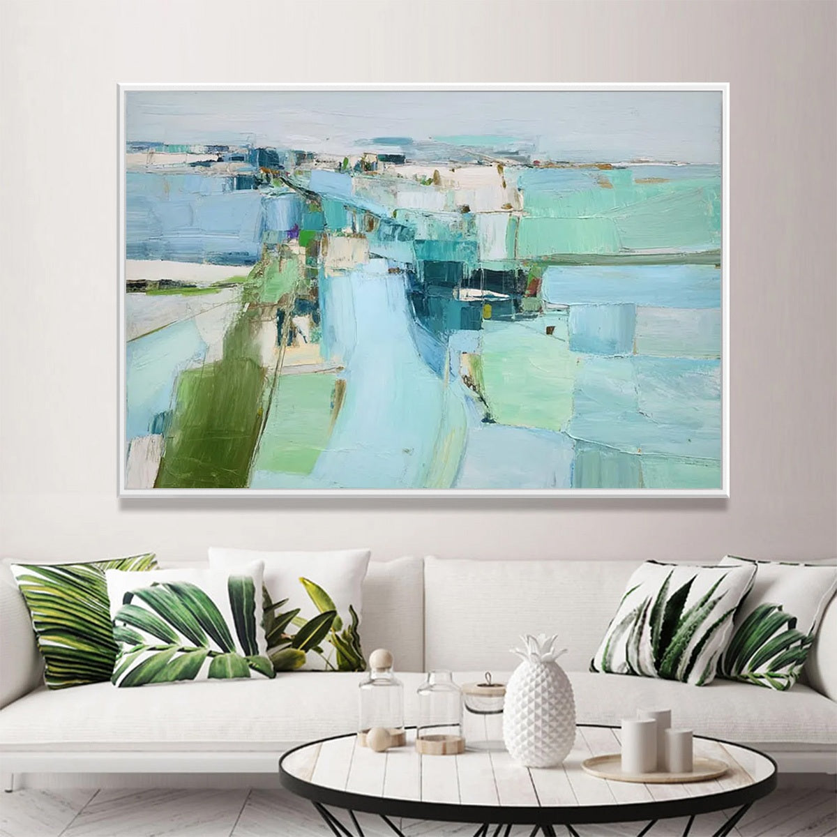 AZURE DREAM: Textured Abstract Landscape Oil Painting - Image 5