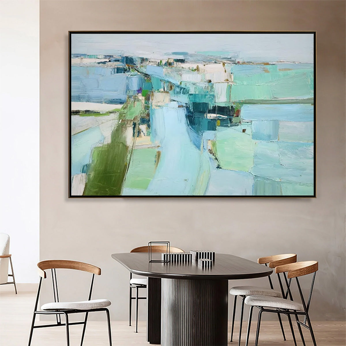 AZURE DREAM: Textured Abstract Landscape Oil Painting - Image 8