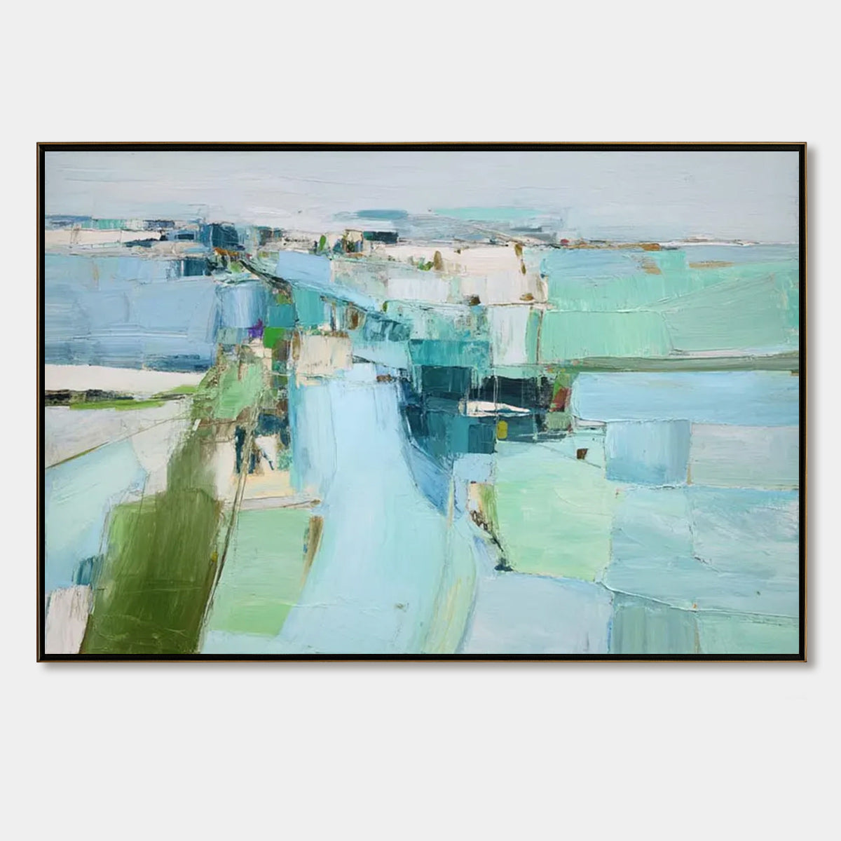 AZURE DREAM: Textured Abstract Landscape Oil Painting