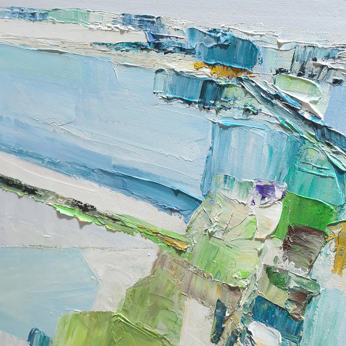 AZURE DREAM: Textured Abstract Landscape Oil Painting - Image 6