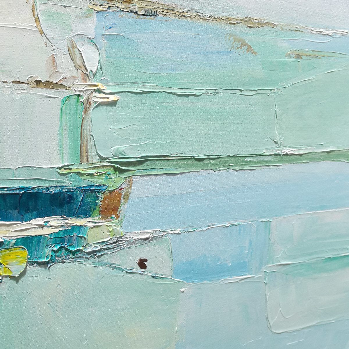 AZURE DREAM: Textured Abstract Landscape Oil Painting - Image 3