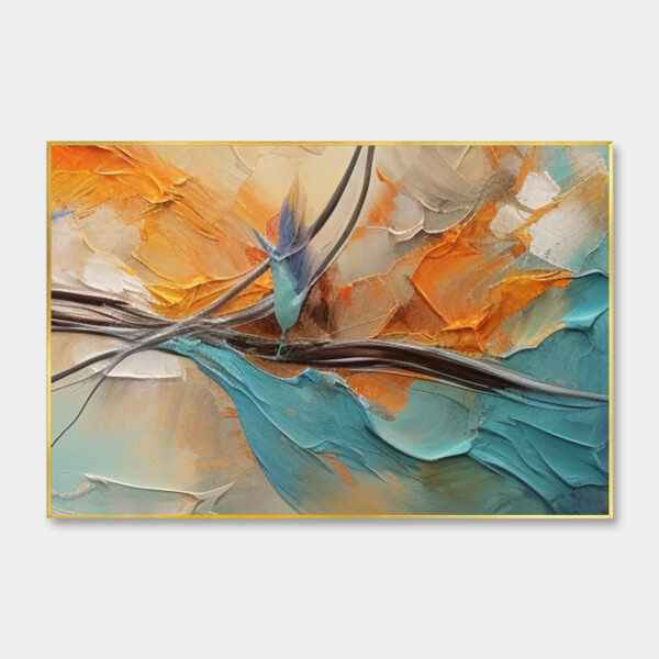 AZURE FLIGHT: Textured Abstract Oil Painting with Birds in Flight