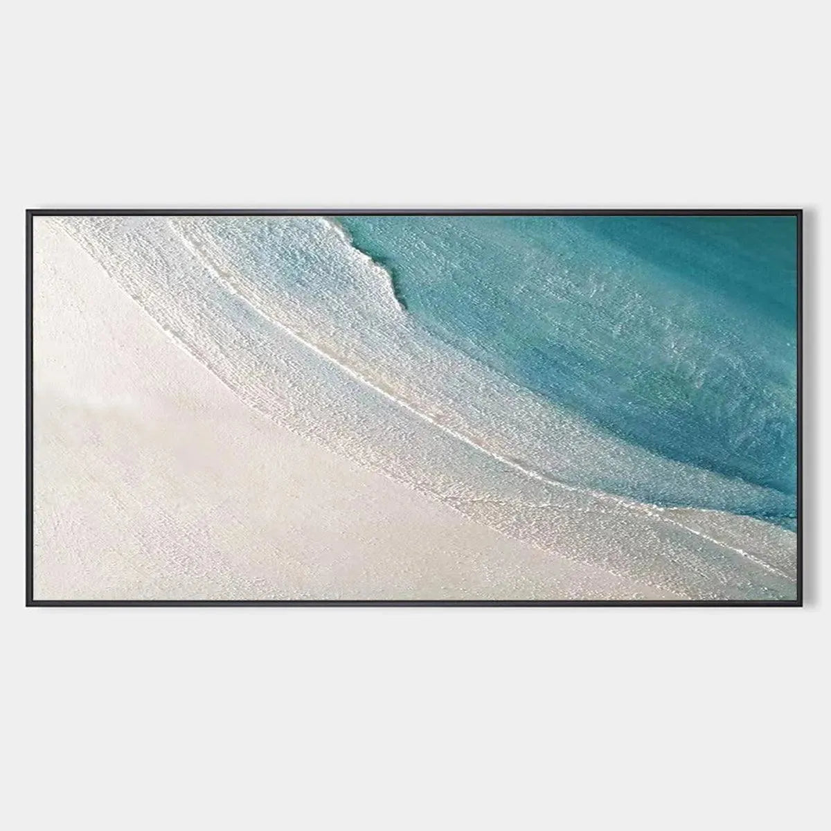 AZURE SHORES: Textured Abstract Beach Painting in Blue and White