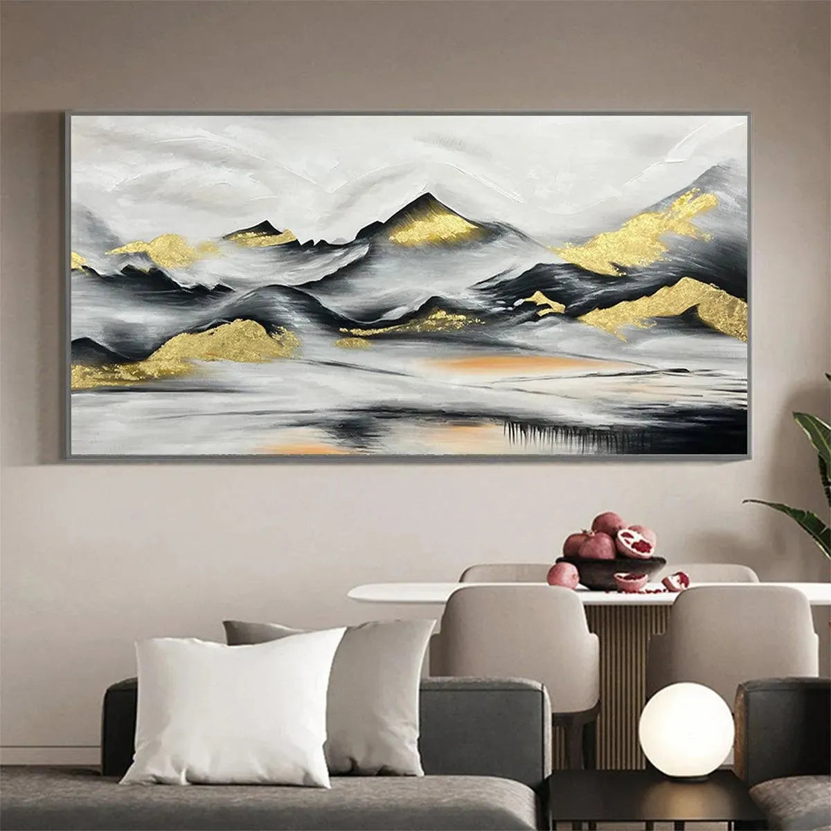Black and Gold Mountain Oil Painting - Abstract Art - Image 7