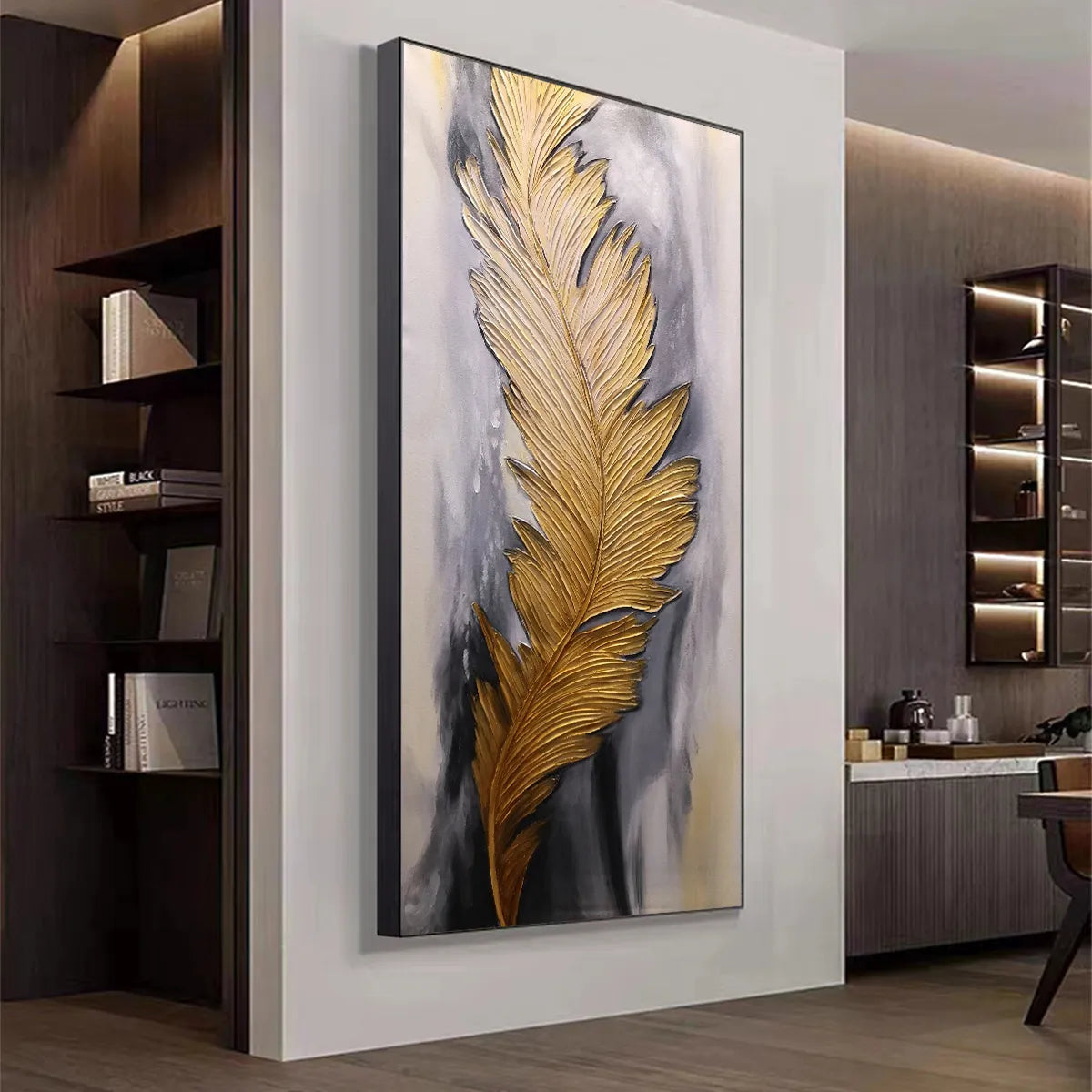 BLEMISHED SKY: Abstract Feather Oil Painting - Image 4