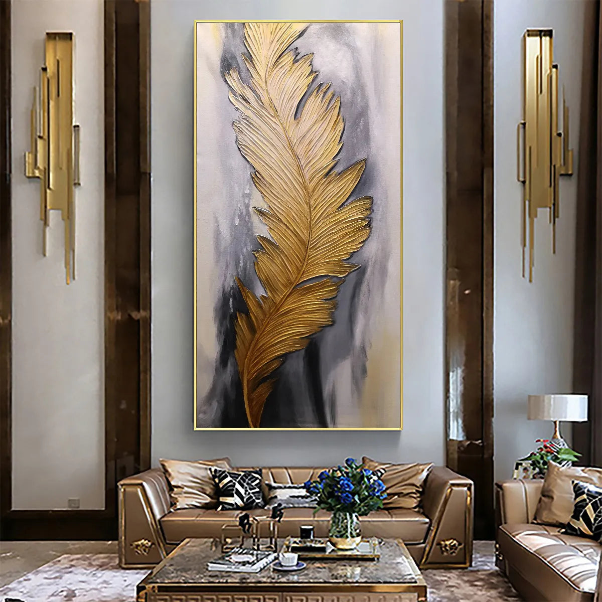 BLEMISHED SKY: Abstract Feather Oil Painting - Image 2