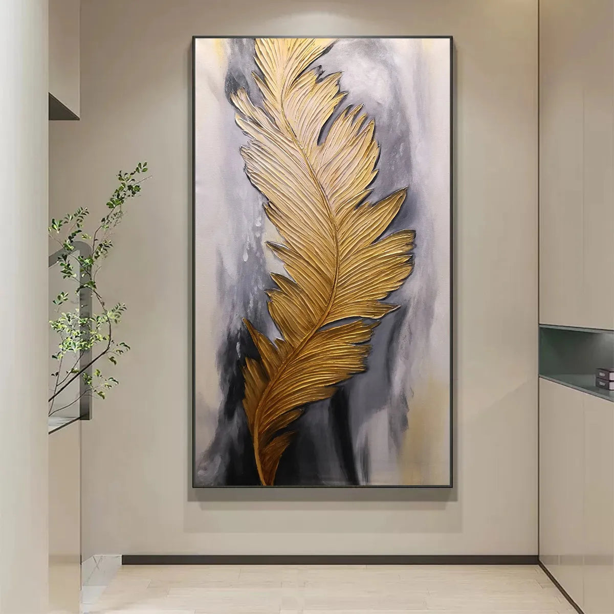 BLEMISHED SKY: Abstract Feather Oil Painting - Image 6