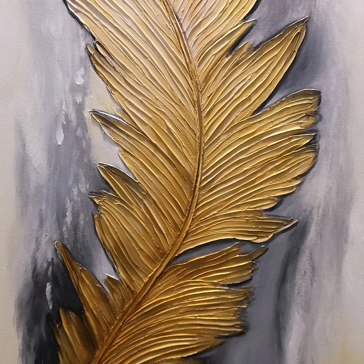 BLEMISHED SKY: Abstract Feather Oil Painting - Image 3
