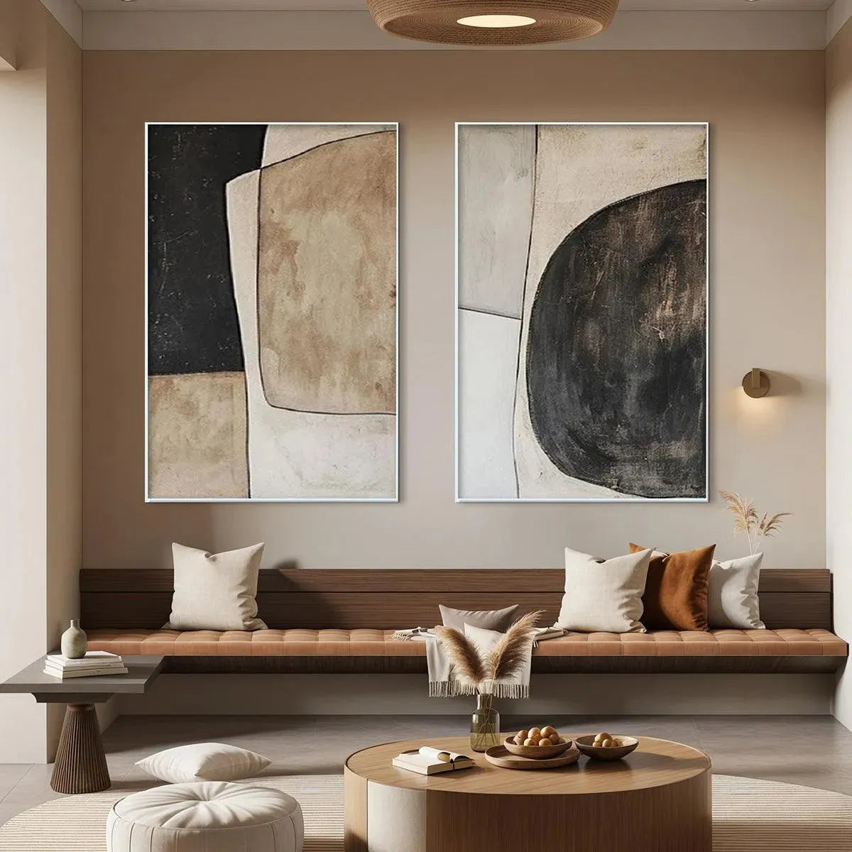 ABSTRACT GEOMETRIC DIPTYCH: Abstract Painting Set of 2, Vertical Wall Art - Image 5