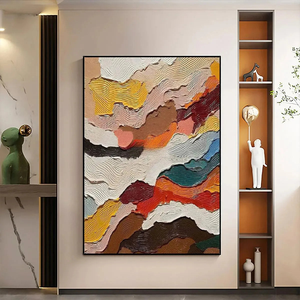 ABSTRACT LANDSCAPE: Textured Abstract Painting, Colorful Landscape Wall Art, Vertical Canvas, Impasto Decor - Image 2