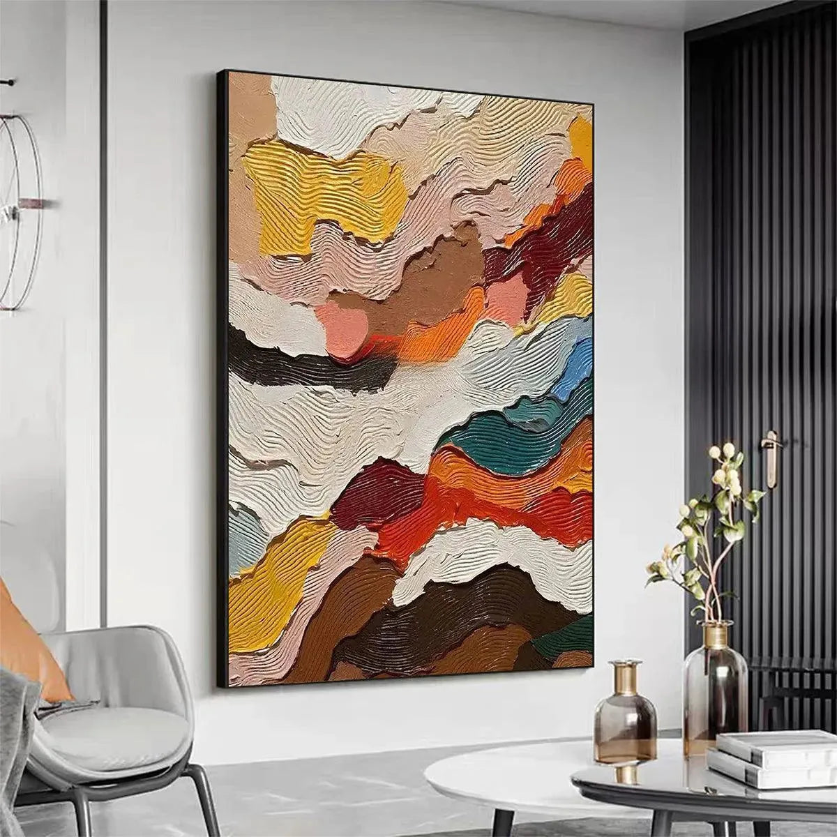ABSTRACT LANDSCAPE: Textured Abstract Painting, Colorful Landscape Wall Art, Vertical Canvas, Impasto Decor - Image 5