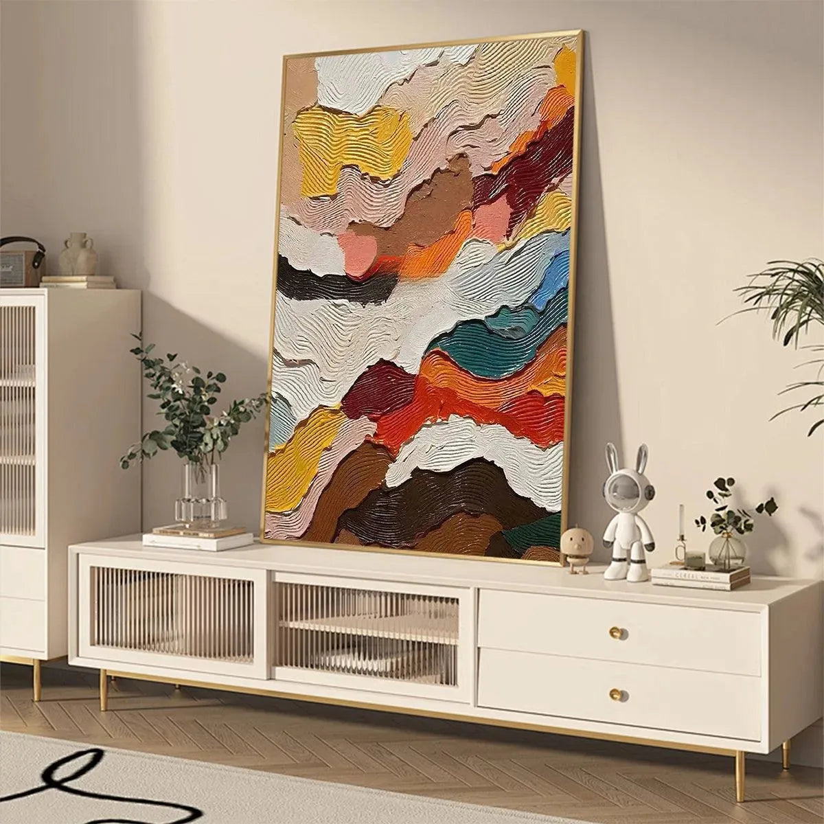 ABSTRACT LANDSCAPE: Textured Abstract Painting, Colorful Landscape Wall Art, Vertical Canvas, Impasto Decor - Image 6