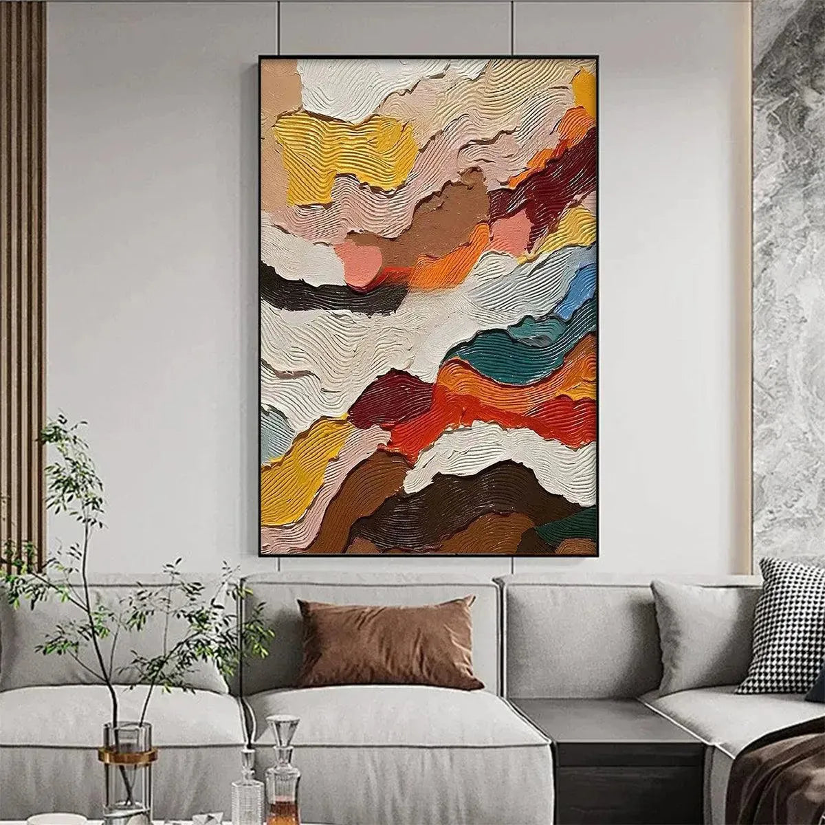 ABSTRACT LANDSCAPE: Textured Abstract Painting, Colorful Landscape Wall Art, Vertical Canvas, Impasto Decor - Image 9