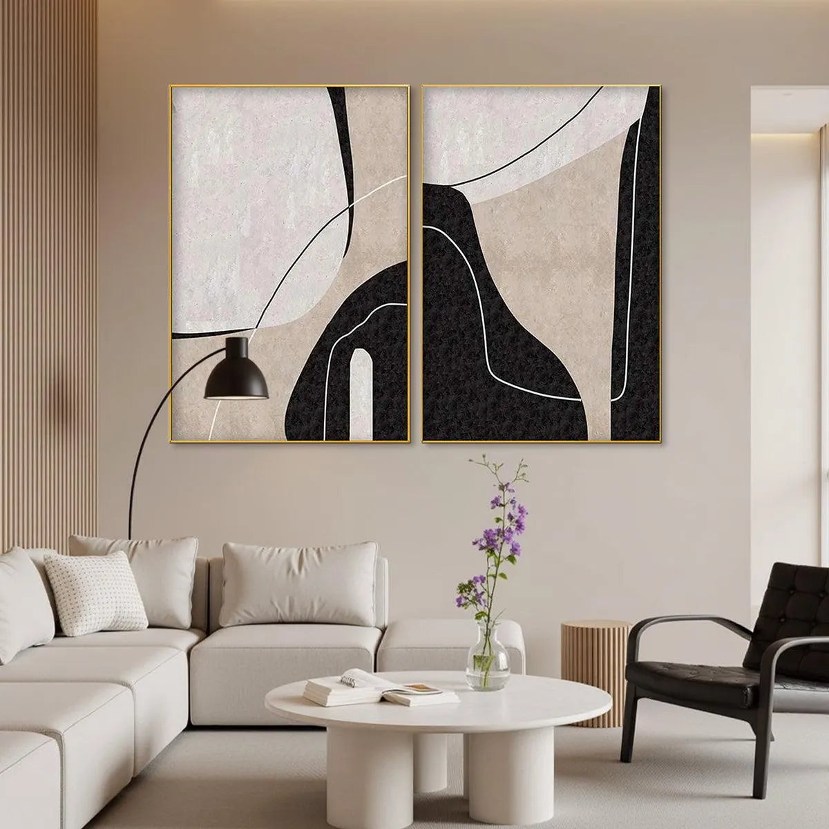 ABSTRACT MINIMALIST DIPTYCH: Abstract Painting Set of 2, Vertical Wall Art - Image 5