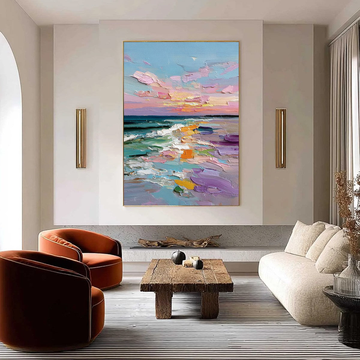 Amalfi Glow: Textured Seascape Sunset Original Oil Painting - Image 2