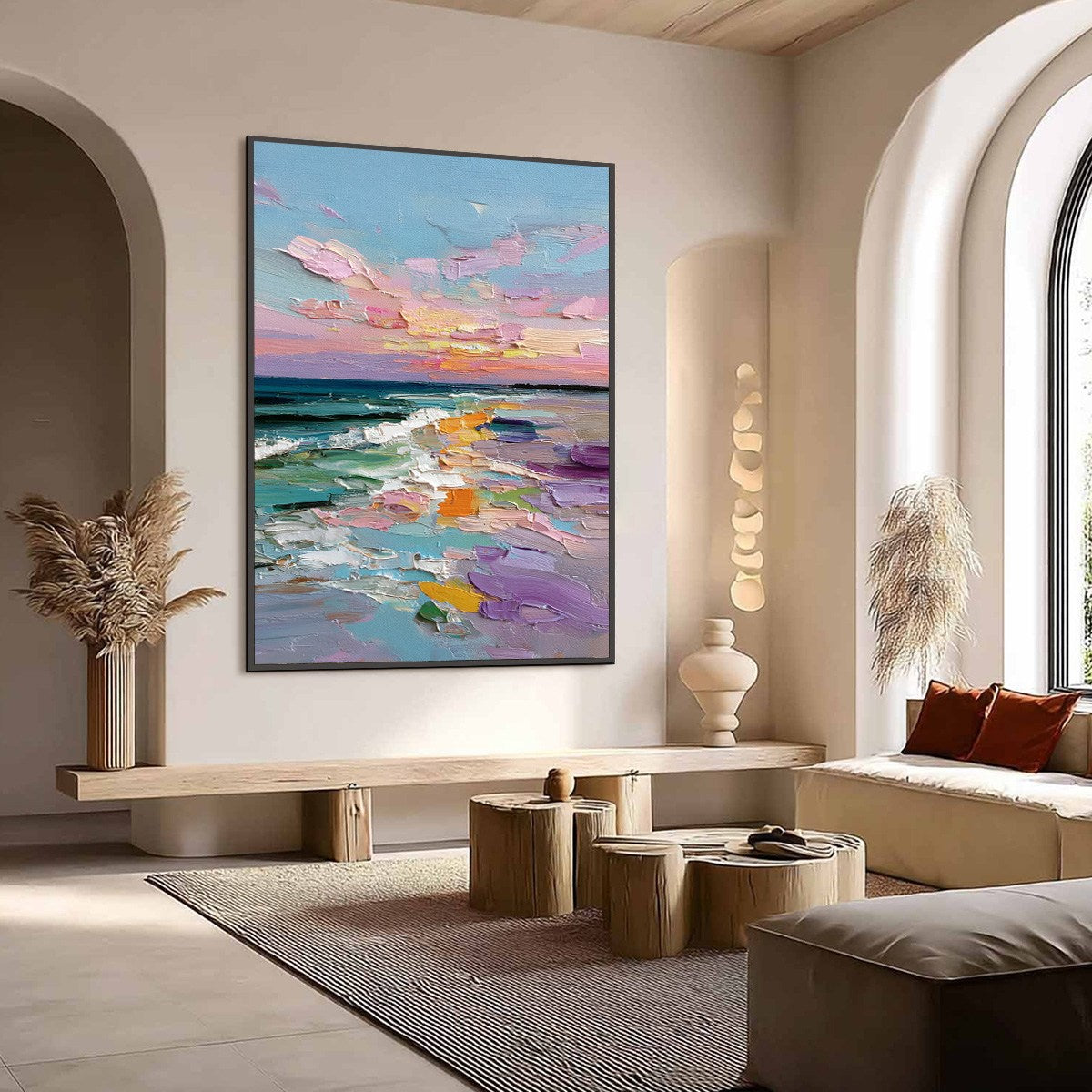 Amalfi Glow: Textured Seascape Sunset Original Oil Painting - Image 7