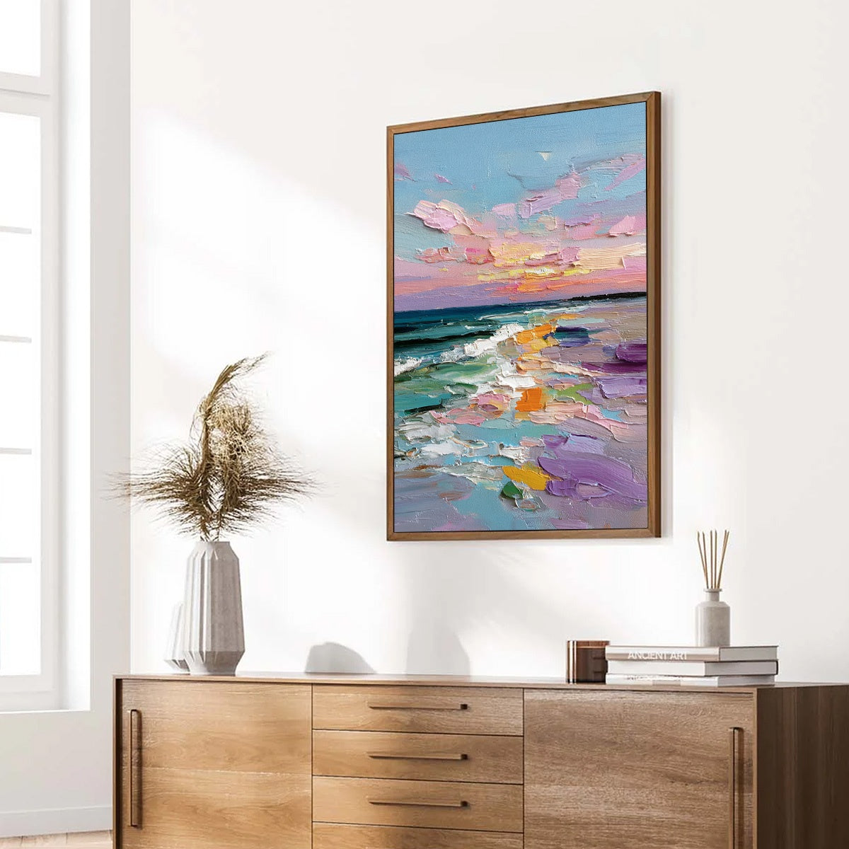 Amalfi Glow: Textured Seascape Sunset Original Oil Painting - Image 8