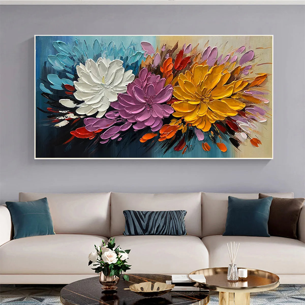 AUTUMN BOUQUET: Textured Floral Painting, Impasto Flowers, Colorful, Living Room, Dining Room - Image 2