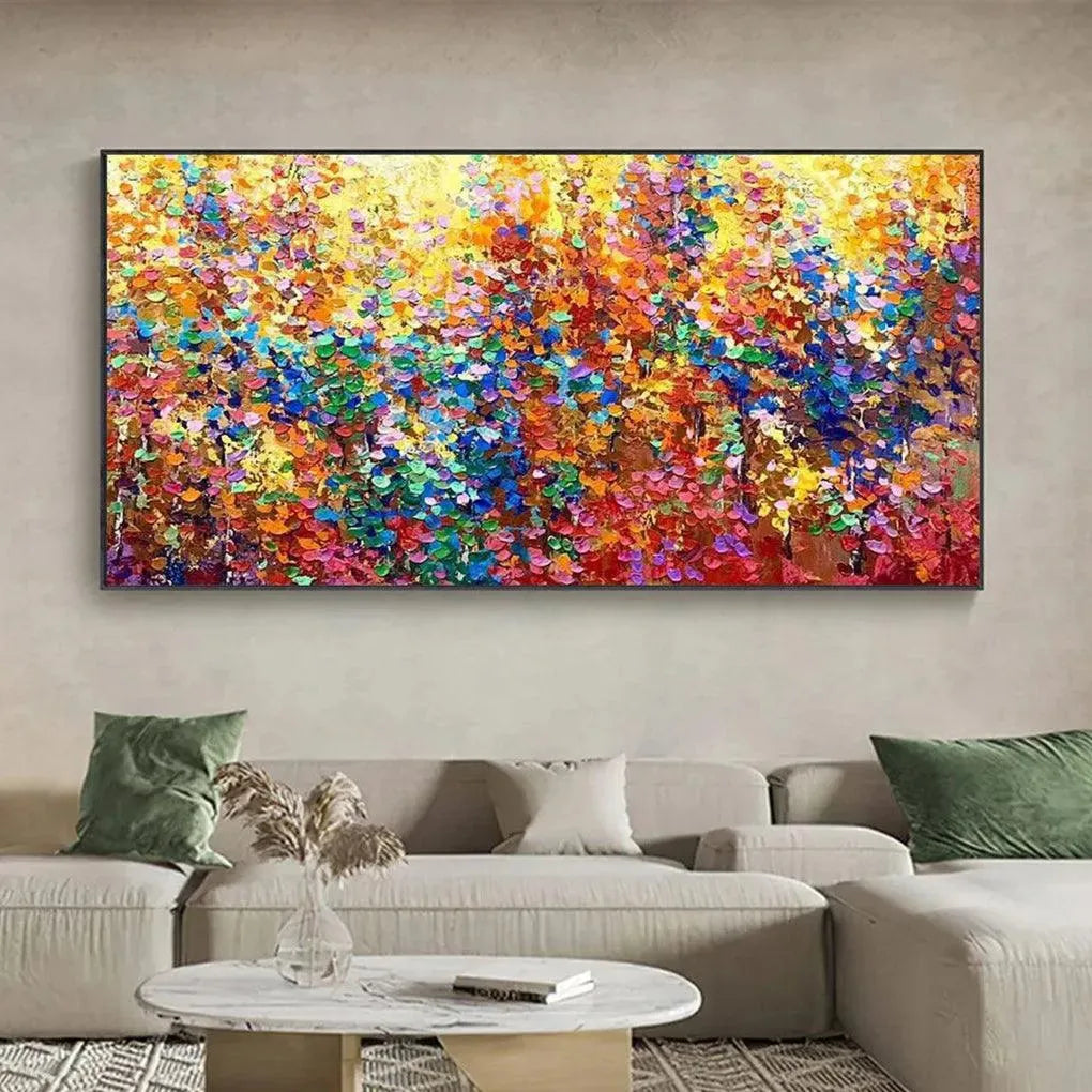 AUTUMN GLOW: Textured Abstract Landscape Painting in Vibrant Autumn Colors - Image 4