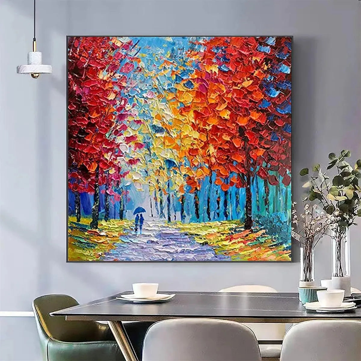 AUTUMN WALK: Textured Impasto Painting of a Couple Walking in an Autumn Forest - Image 4