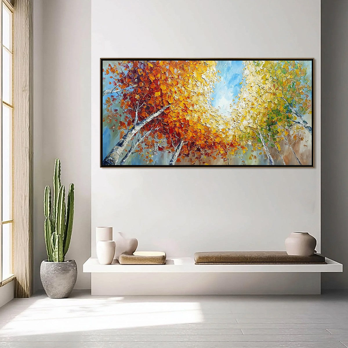 Autumn's Gaze Palette Knife Forest Landscape Oil Painting - Image 4