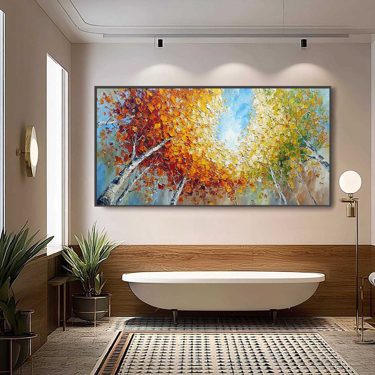 Autumn's Gaze Palette Knife Forest Landscape Oil Painting - Image 6