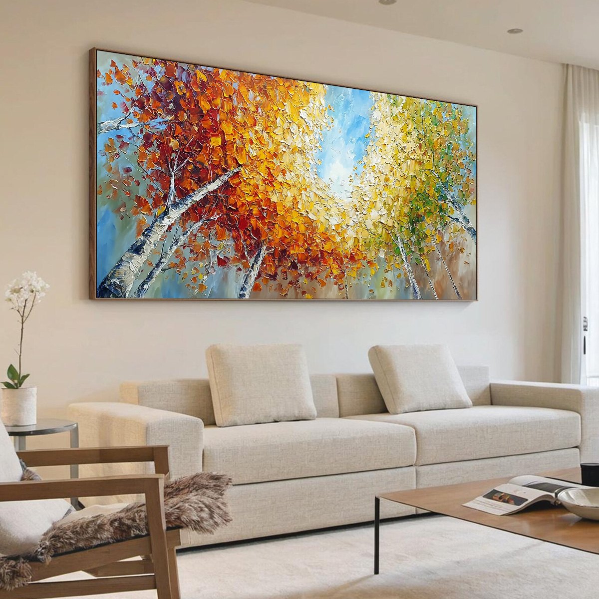 Autumn's Gaze Palette Knife Forest Landscape Oil Painting - Image 7