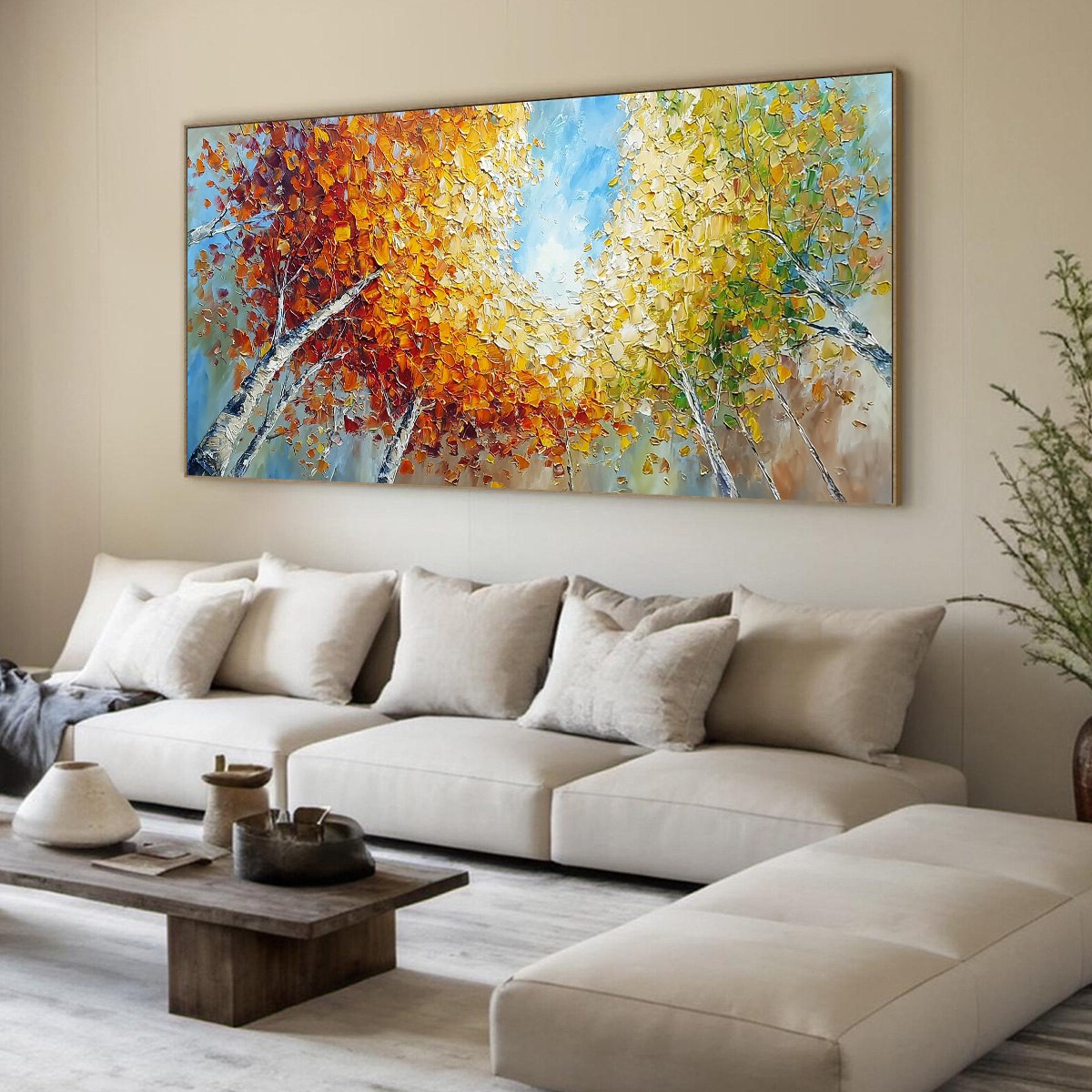 Autumn's Gaze Palette Knife Forest Landscape Oil Painting - Image 8