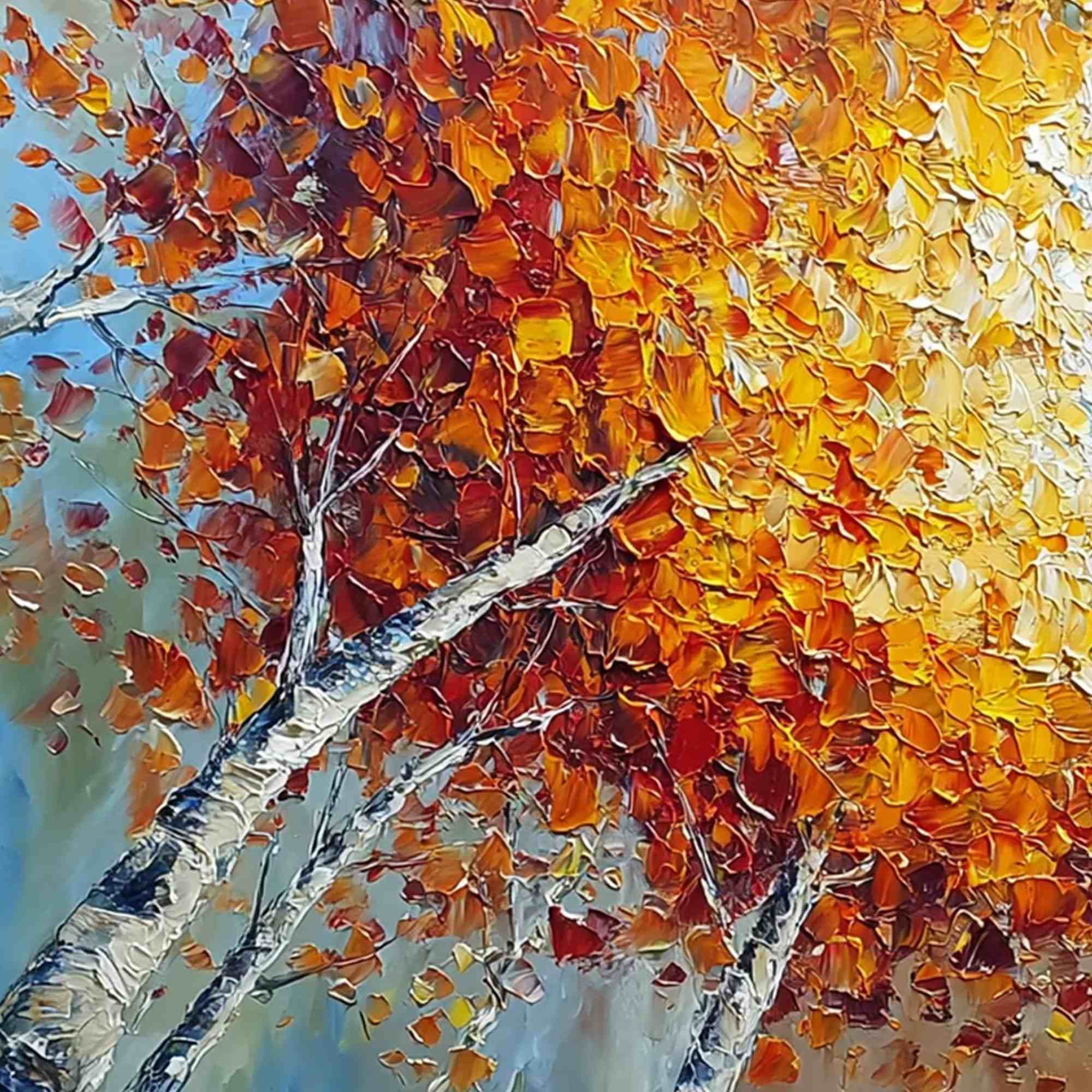 Autumn's Gaze Palette Knife Forest Landscape Oil Painting - Image 3