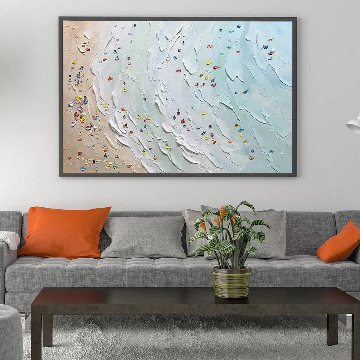BEACH DAY: Textured Minimalist Beach Scene Painting - Image 2