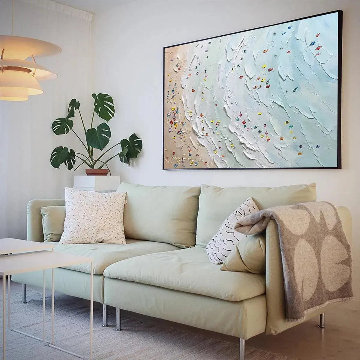 BEACH DAY: Textured Minimalist Beach Scene Painting - Image 4