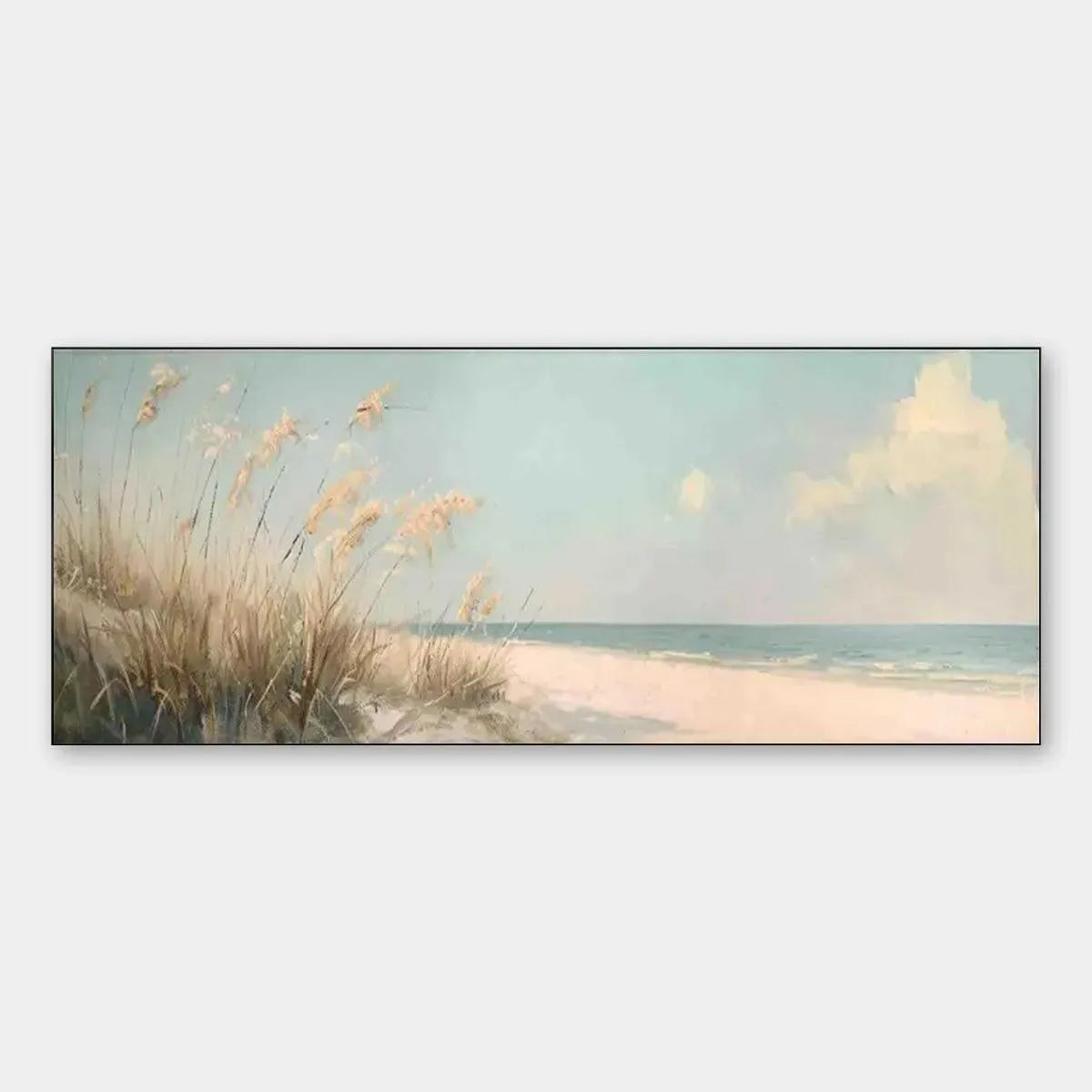 BEACH GRASS PANORAMIC: Beach Painting, Panoramic Wall Art